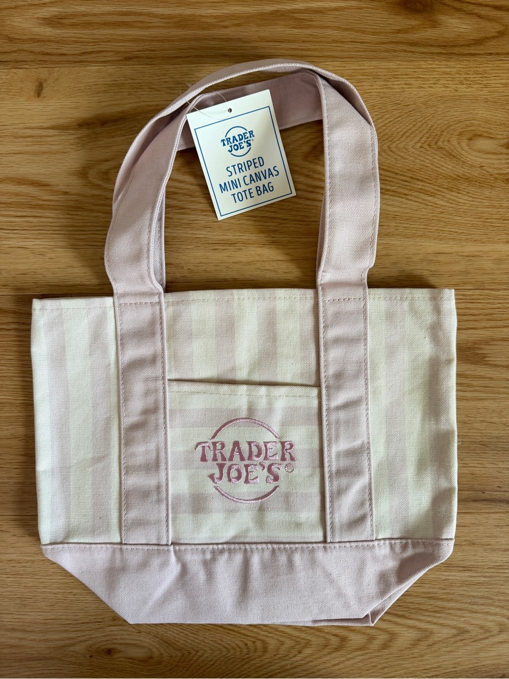 Summer 2026 Trader Joe’s Striped Mini Canvas Tote Bag - Light Pink/Blush